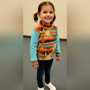 Kids Plai Turtleneck Sweater - Black and Tan Handmade  Shirt